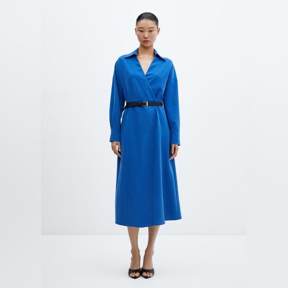 Mango Blue belt shirt dress NWT - Picture 3 of 5